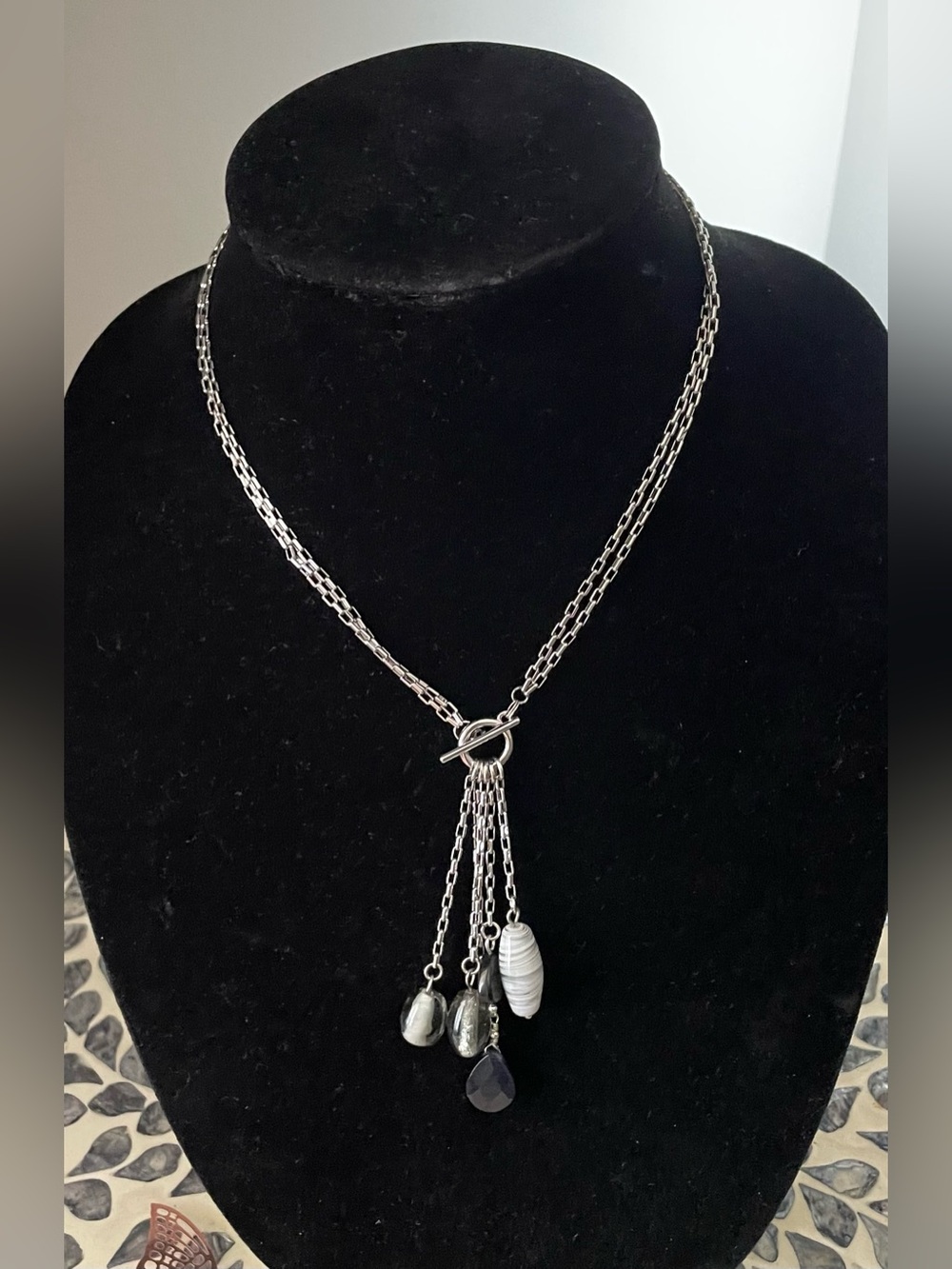 2 in 1 Sterling Silver-Tone Tassel Pendant Necklace - Silver